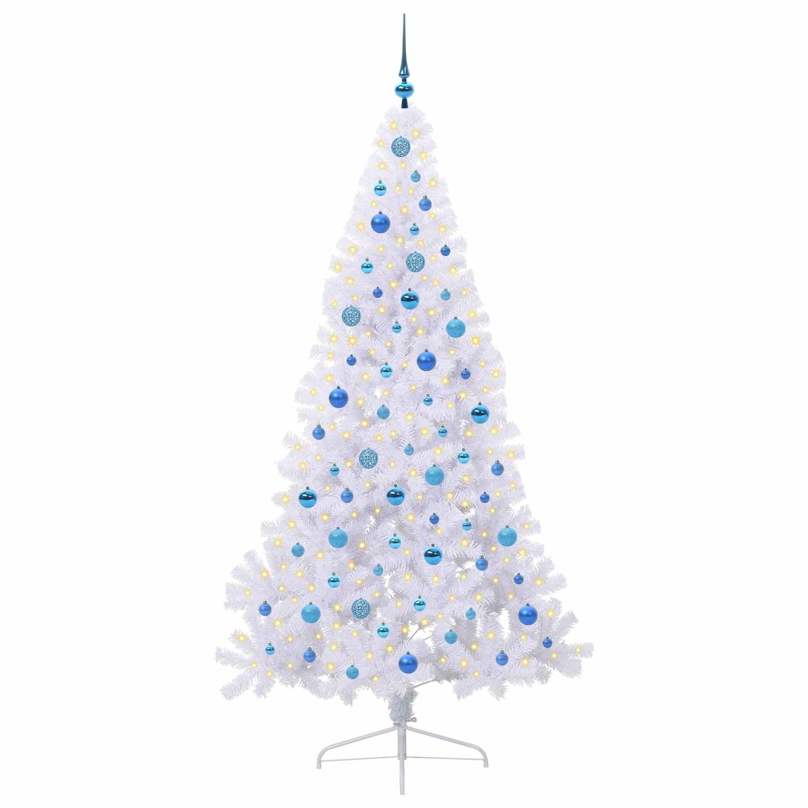 Dirbtinė Kalėdų eglutė su 300 LED Balta 210 cm PVC ir Plienas