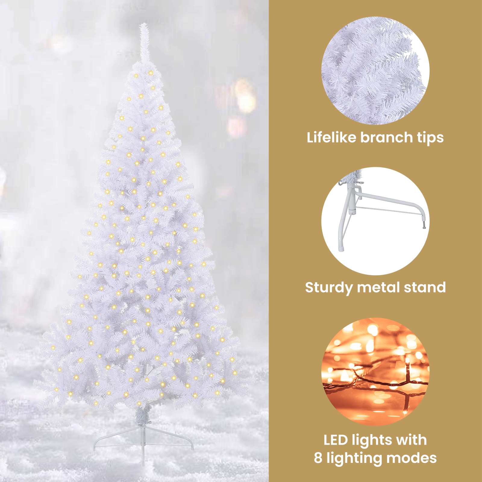 Dirbtinė Kalėdų eglutė su 300 LED Balta 240 cm PVC ir Plienas