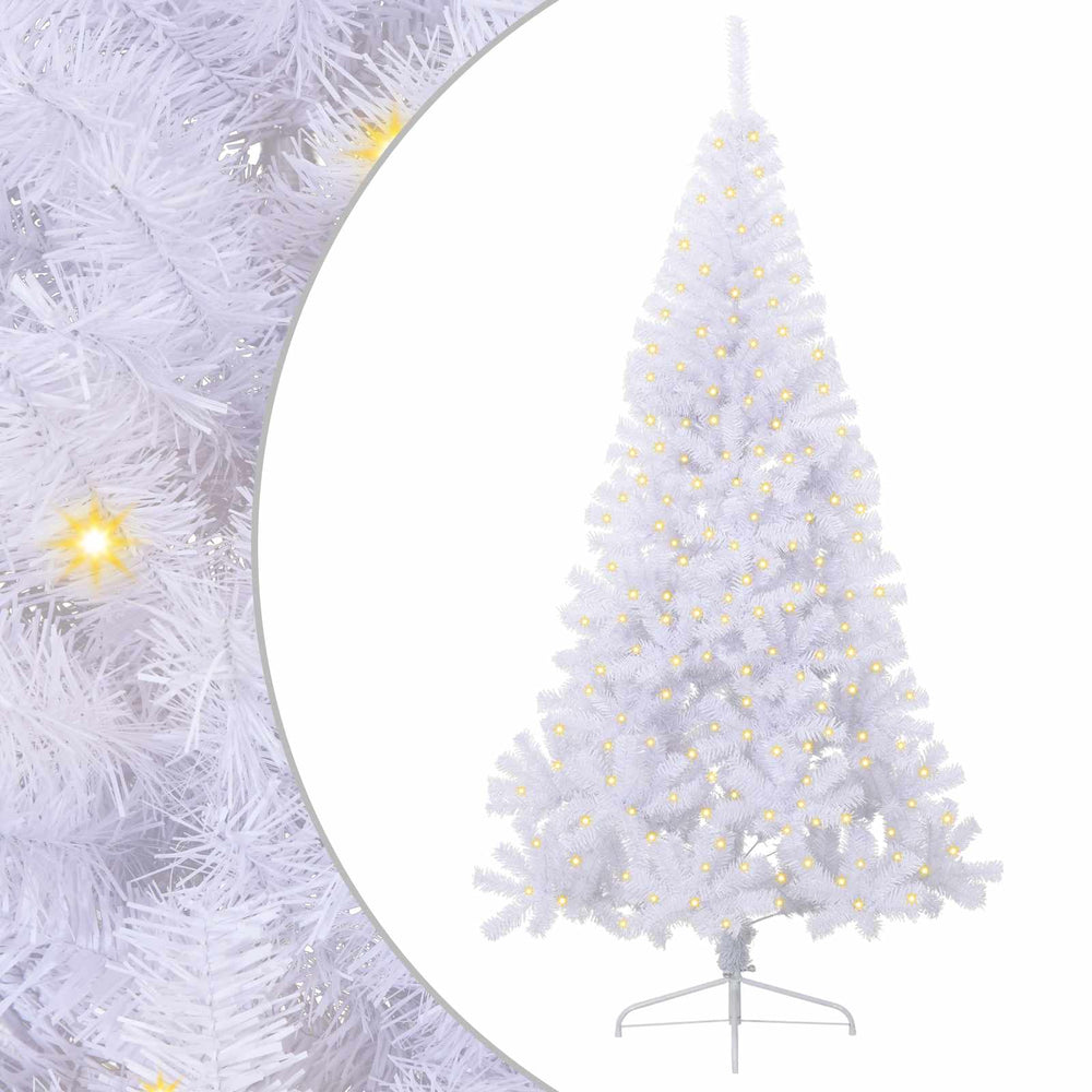Artificial Christmas Tree with 300 LEDs White 240 cm PVC and Steel