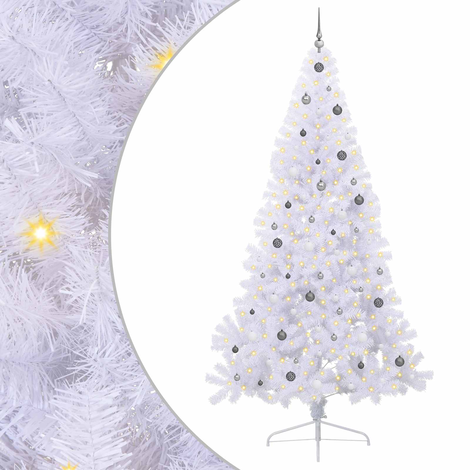Dirbtinė Kalėdų eglutė su 300 LED Balta 240 cm PVC ir Plienas