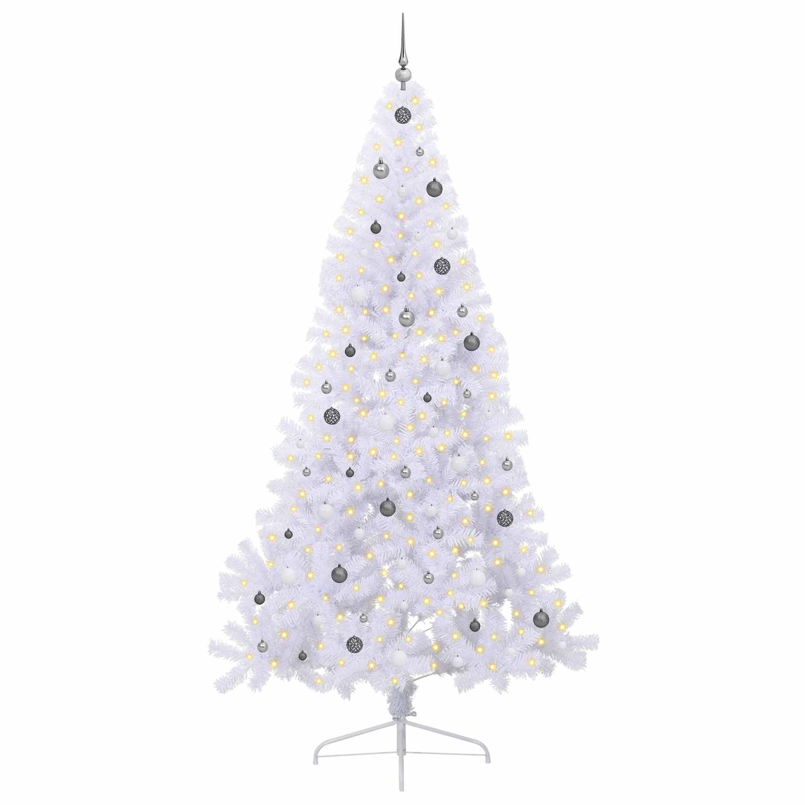 Dirbtinė Kalėdų eglutė su 300 LED Balta 240 cm PVC ir Plienas