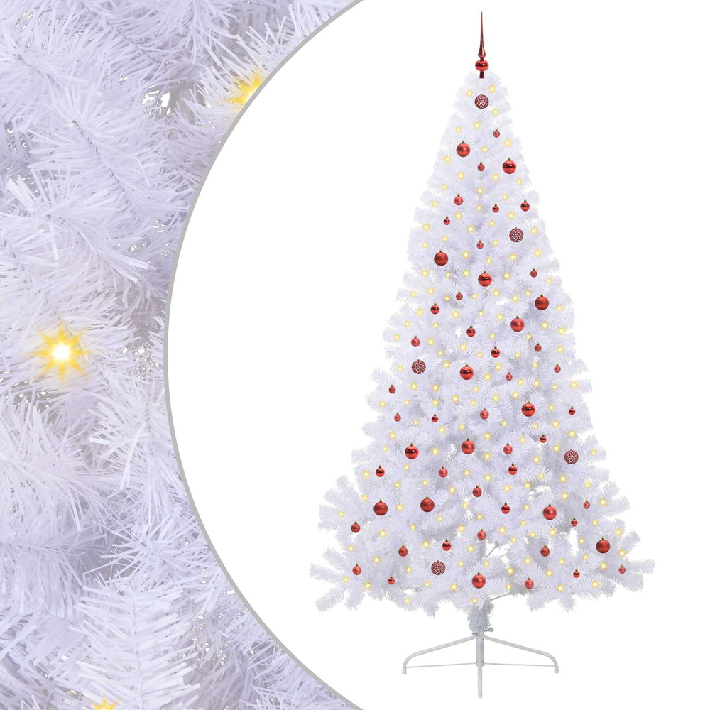 Dirbtinė Kalėdų eglutė su 300 LED Balta 240 cm PVC ir Plienas