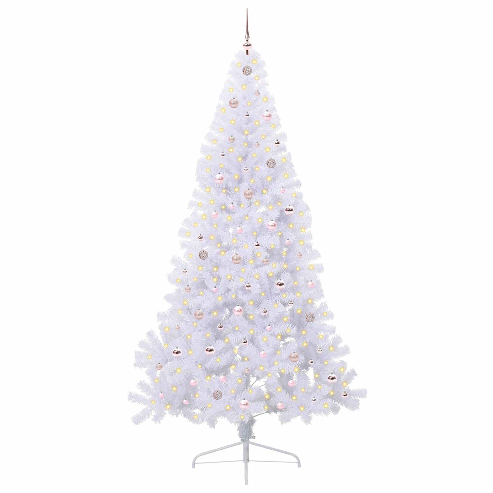 Mākslīgā Ziemassvētku eglīte ar 300 LED, balta, 240 cm, PVC un tērauds
