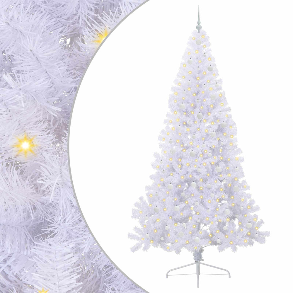 Dirbtinė Kalėdų eglutė su 300 LED Balta 240 cm PVC ir Plienas