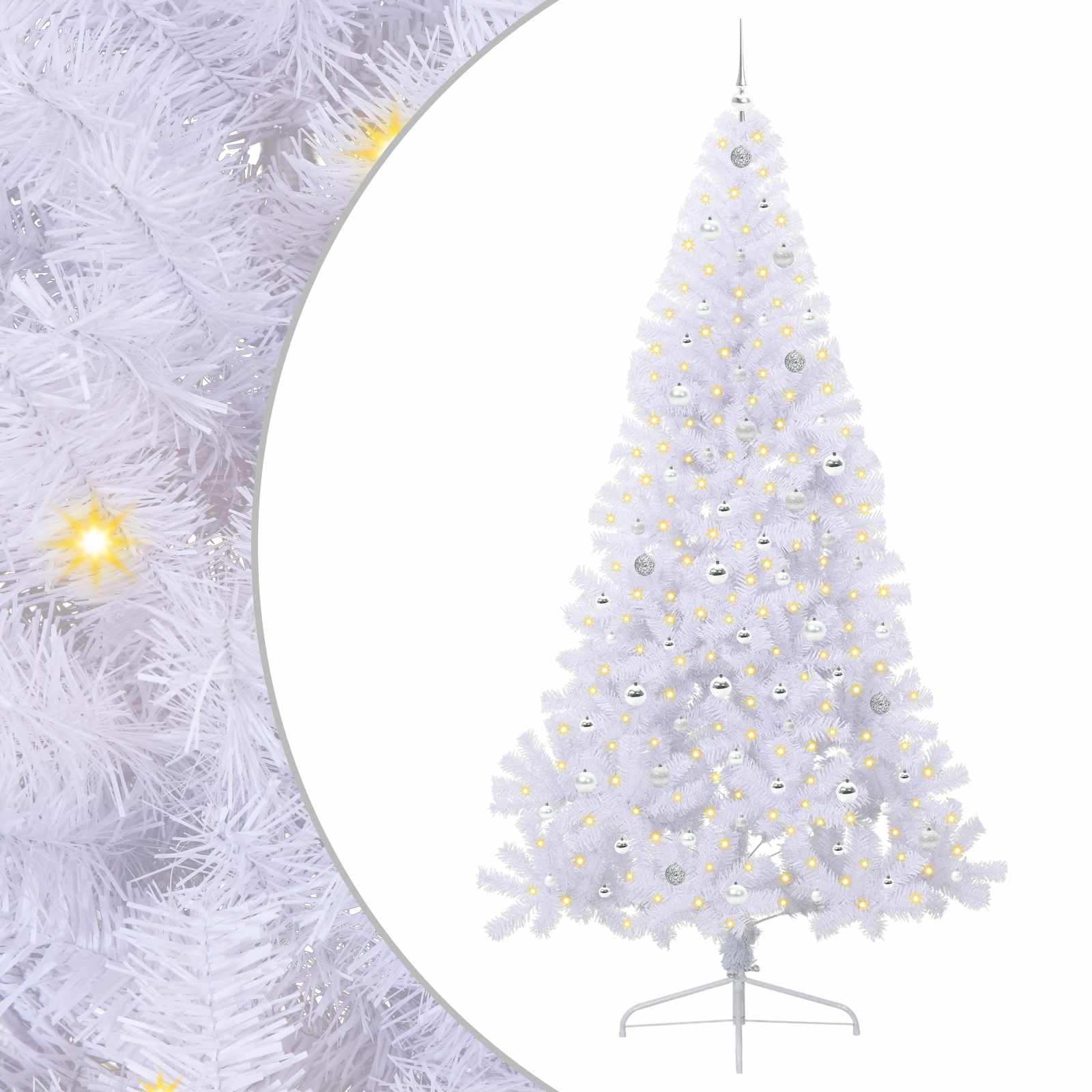 Dirbtinė Kalėdų eglutė su 300 LED Balta 240 cm PVC ir Plienas