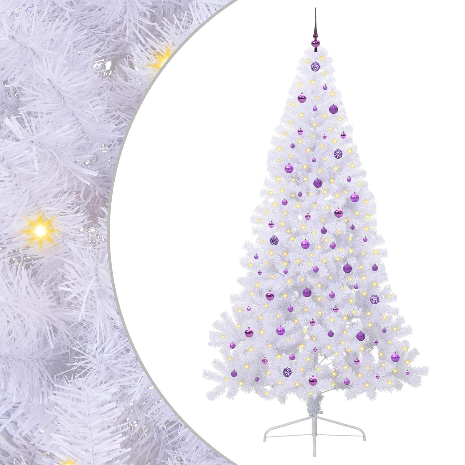 Mākslīgā Ziemassvētku eglīte ar 300 LED, balta, 240 cm, PVC un tērauds