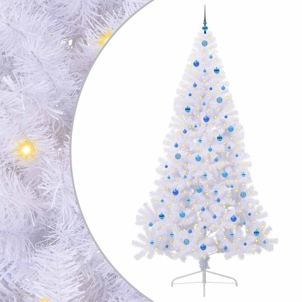Dirbtinė Kalėdų eglutė su 300 LED Balta 240 cm PVC ir Plienas
