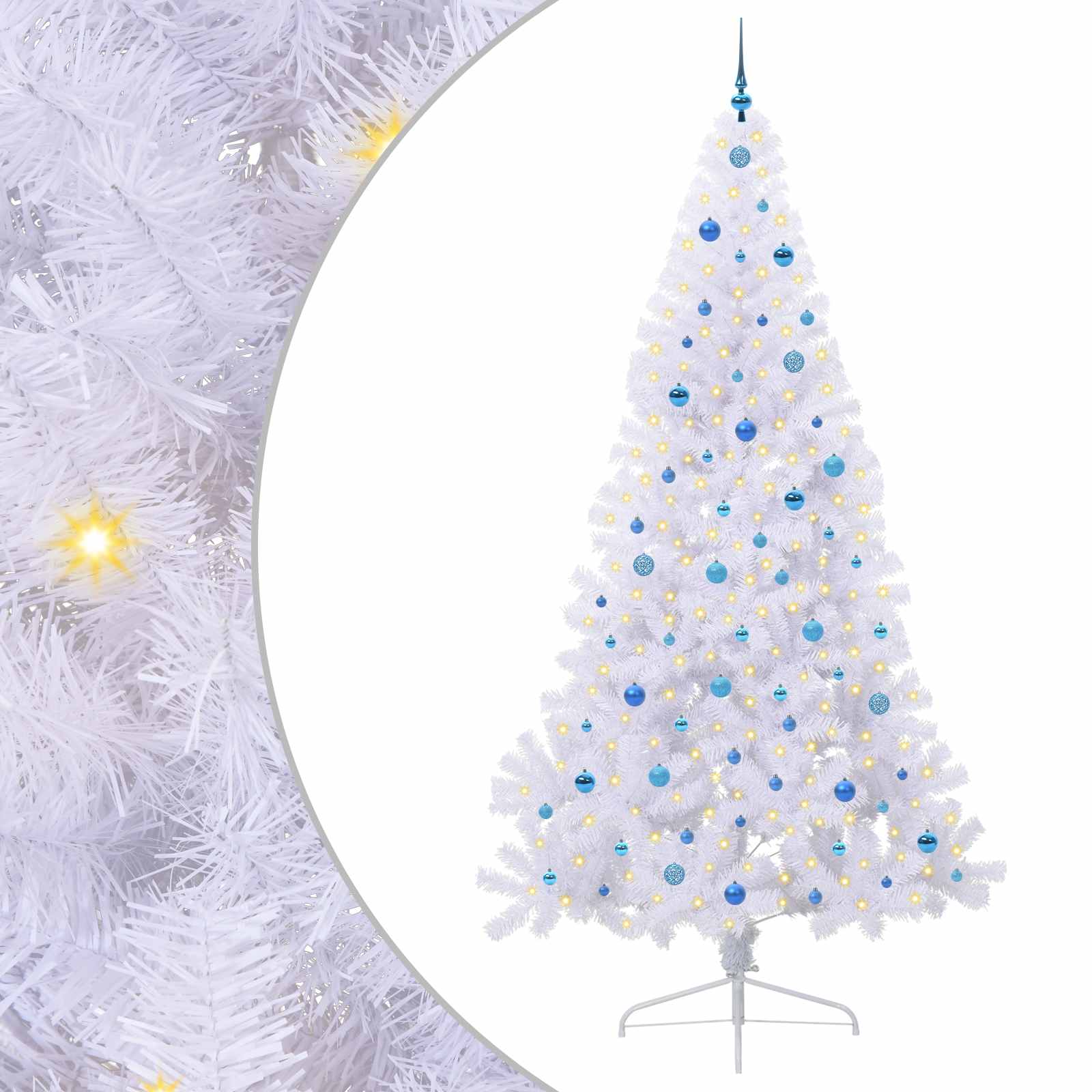 Dirbtinė Kalėdų eglutė su 300 LED Balta 240 cm PVC ir Plienas