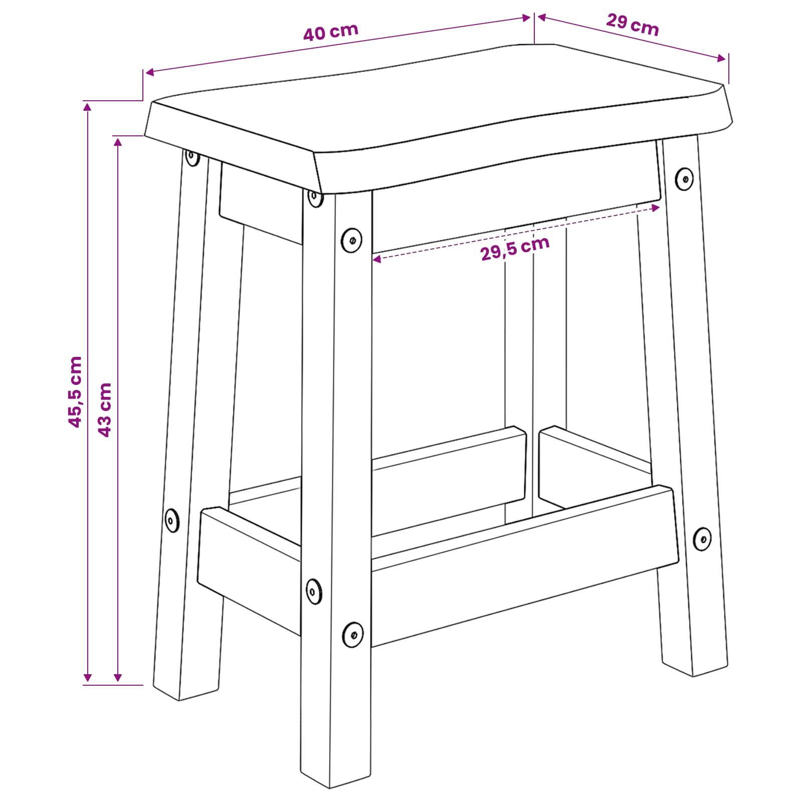 Baro taburetė EKAI 2 pcs Juoda 40 x 29 x 45,5 cm
