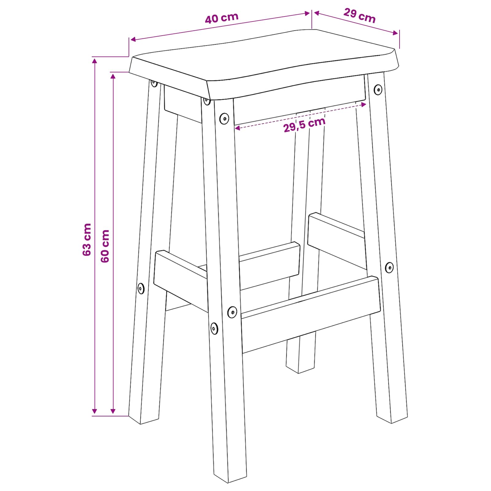 Aukštas baro suolas EKAI 2 pcs Balta 40 x 29 x 63 cm