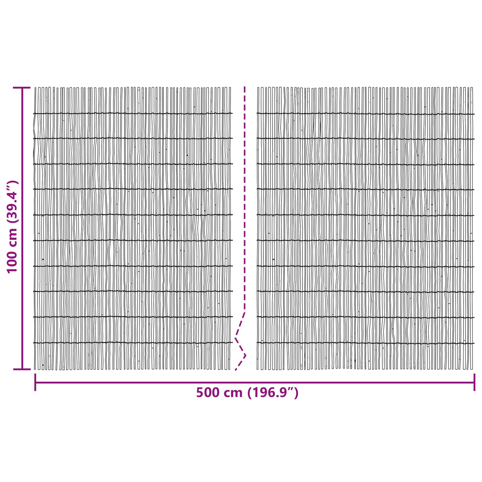 Dārza žogs Ogles 500 x 100 cm Niedres