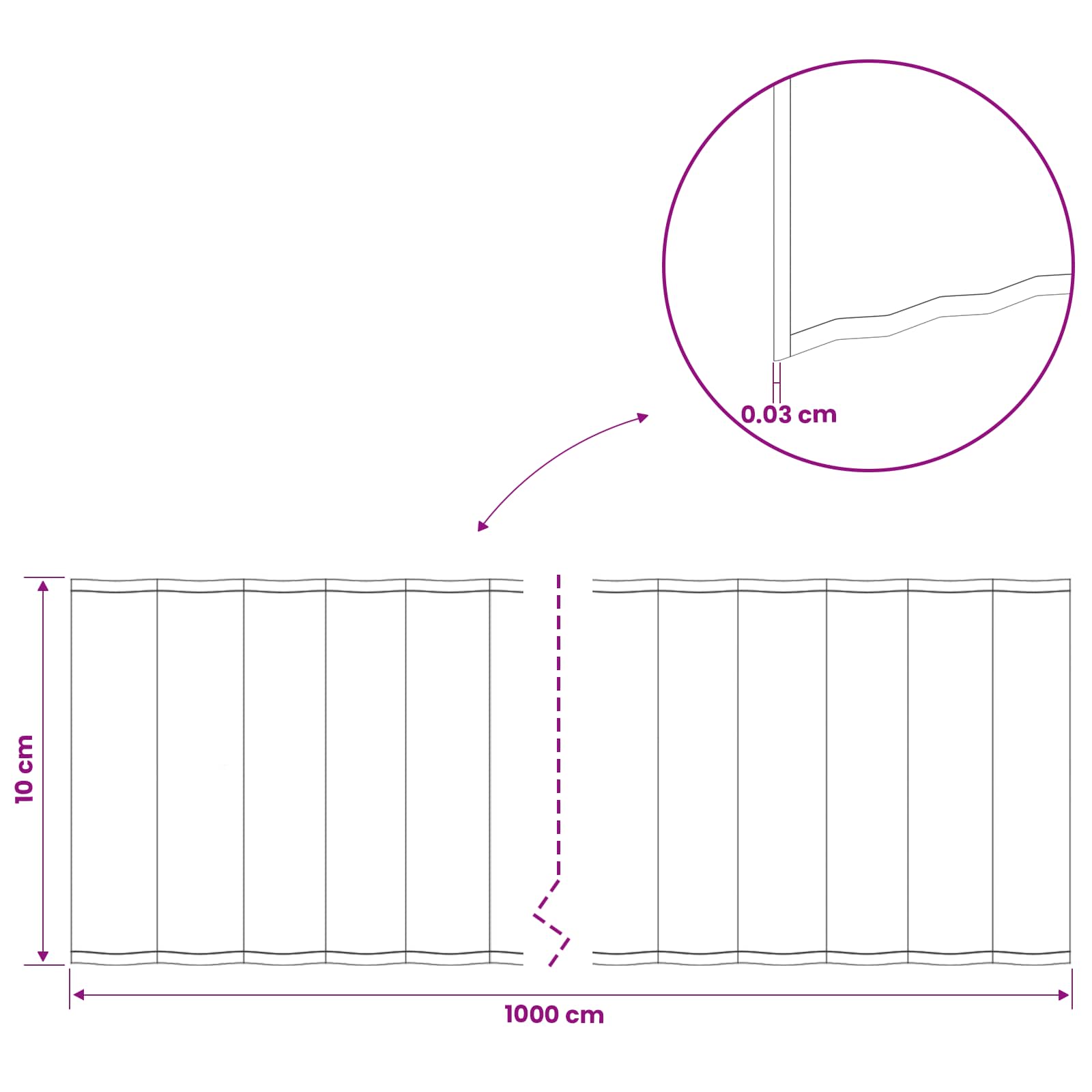 Vejo kraštas 10 m x 10 cm Galvanizuotas plienas Sidabrinė