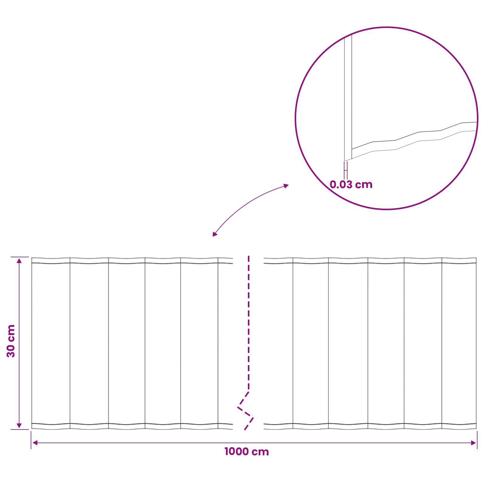 Vejo kraštas 10 m x 30 cm Galvanizuotas plienas Sidabrinė