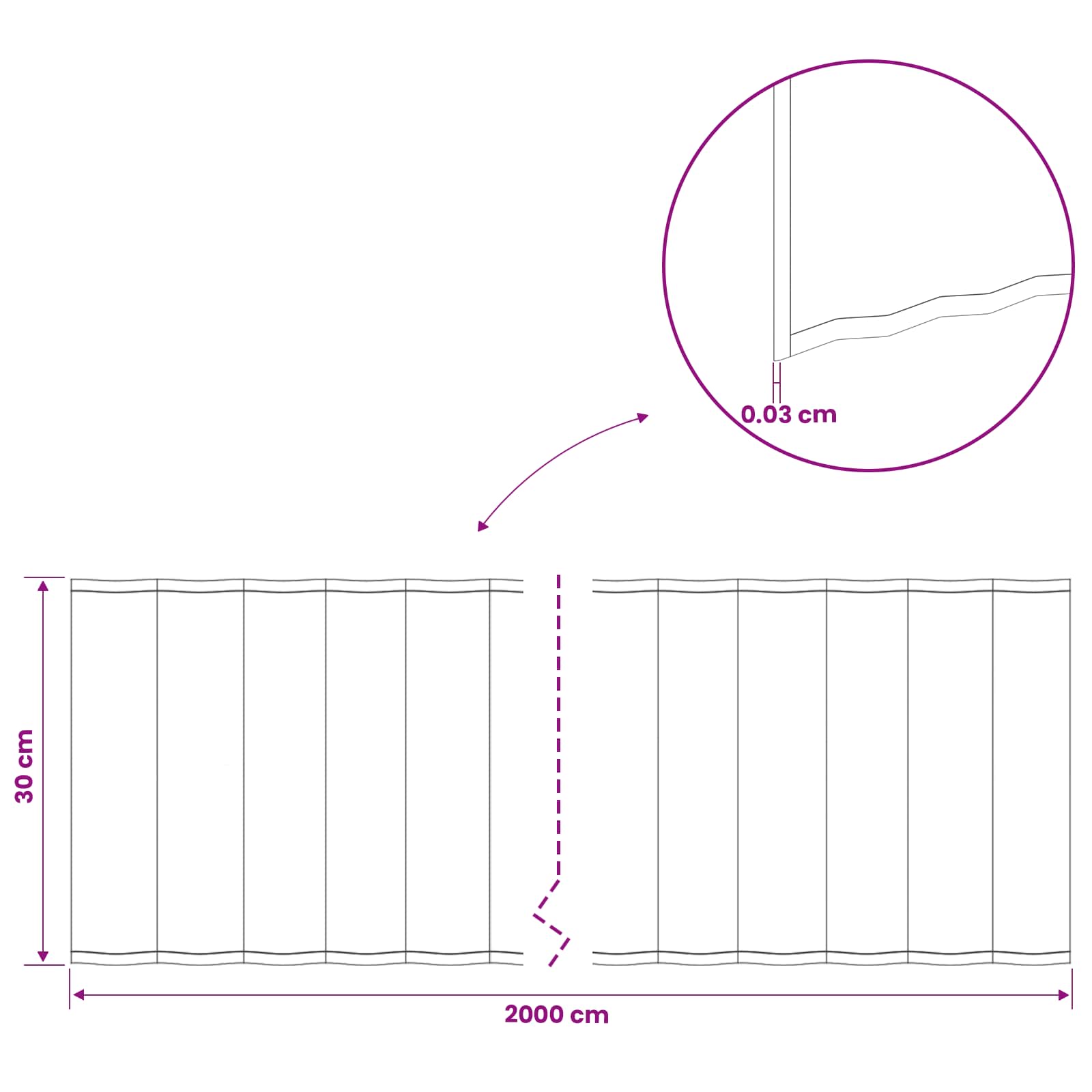 Vejo kraštas 20 m x 30 cm Galvanizuotas plienas Sidabrinė