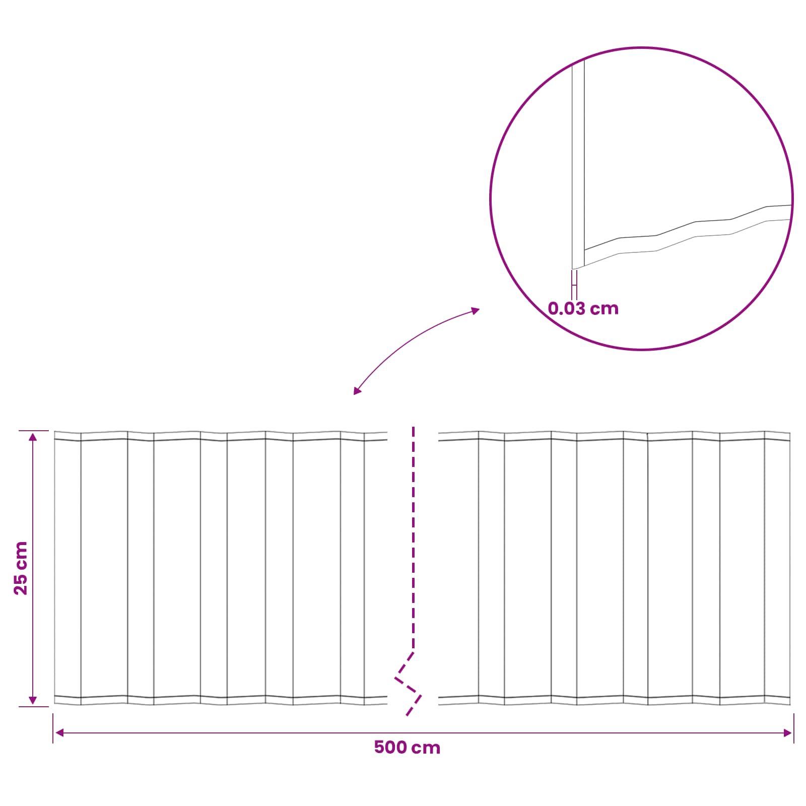 Vejo kraštas 5 m x 25 cm Galvanizuotas plienas Sidabrinė