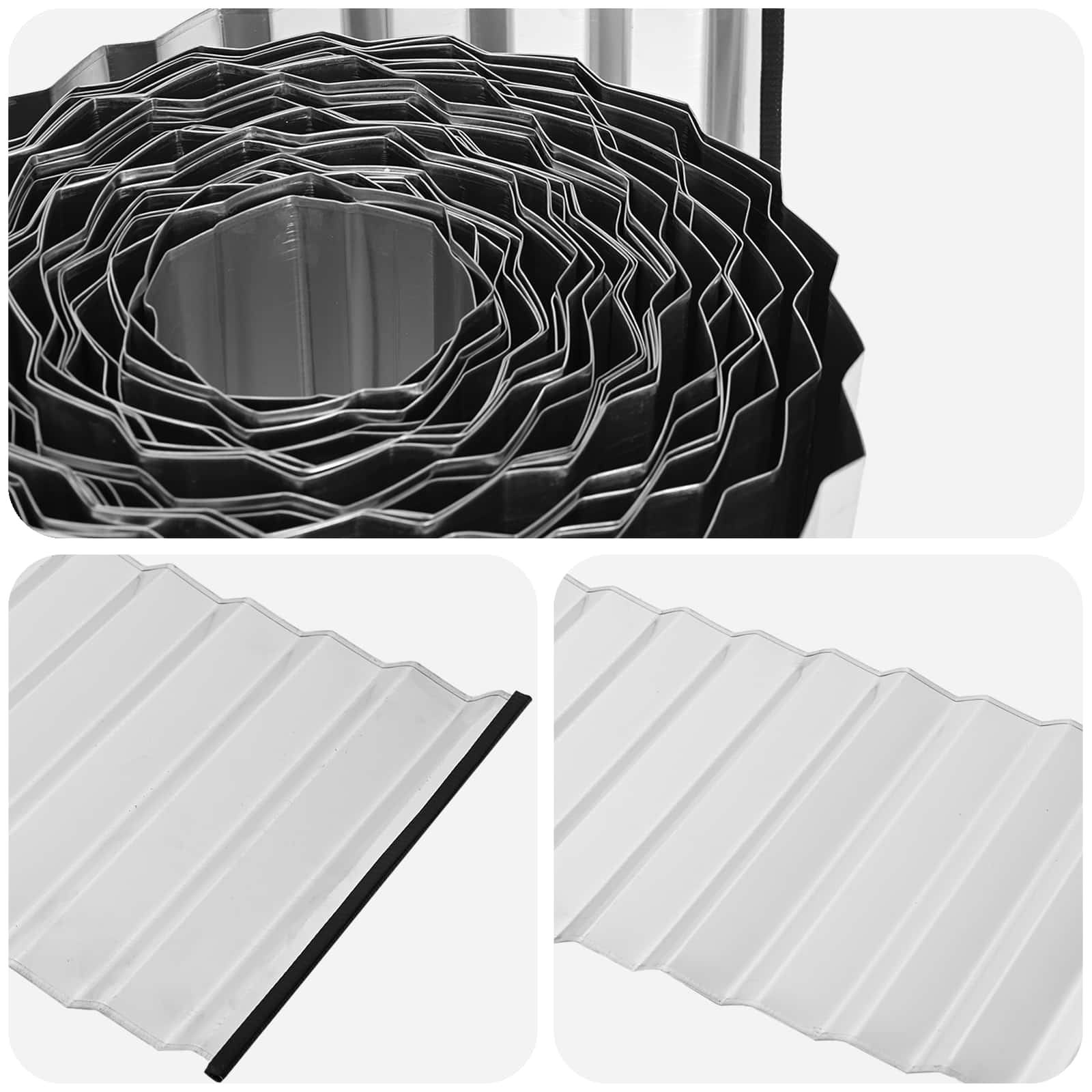 Vejo kraštas 20 m x 10 cm Galvanizuotas plienas Sidabrinė