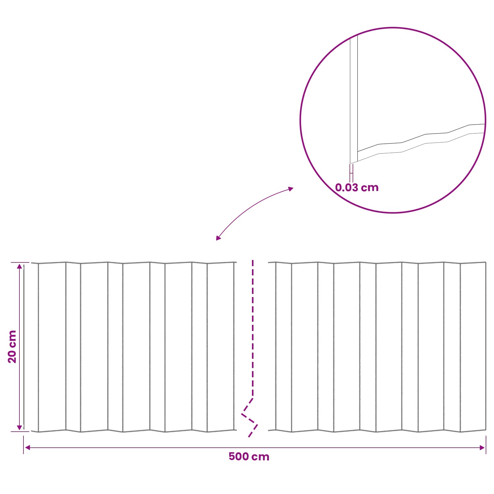Vejo kraštas 5 m x 20 cm Galvanizuotas plienas Sidabrinė