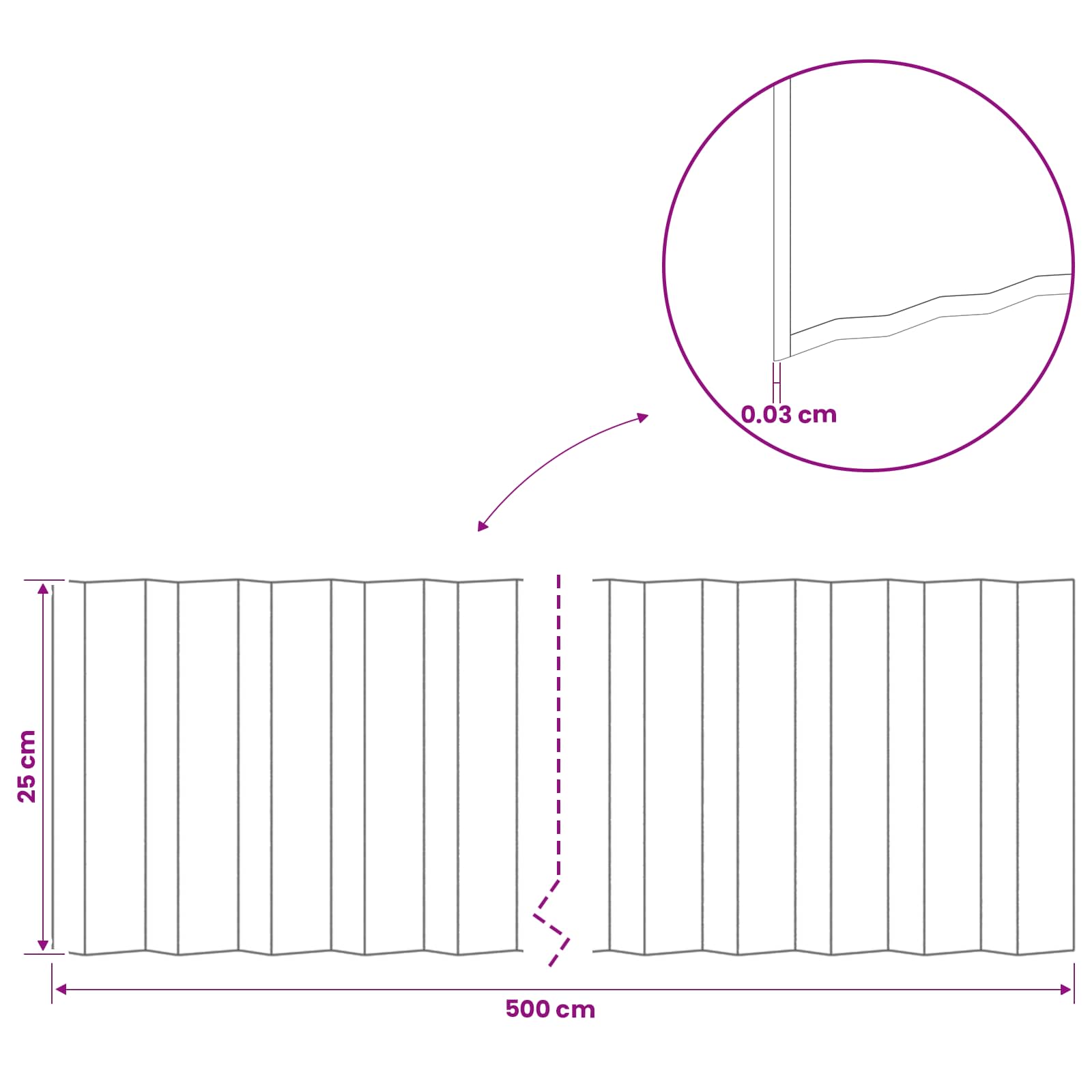 Vejo kraštas 5 m x 25 cm Galvanizuotas plienas Sidabrinė
