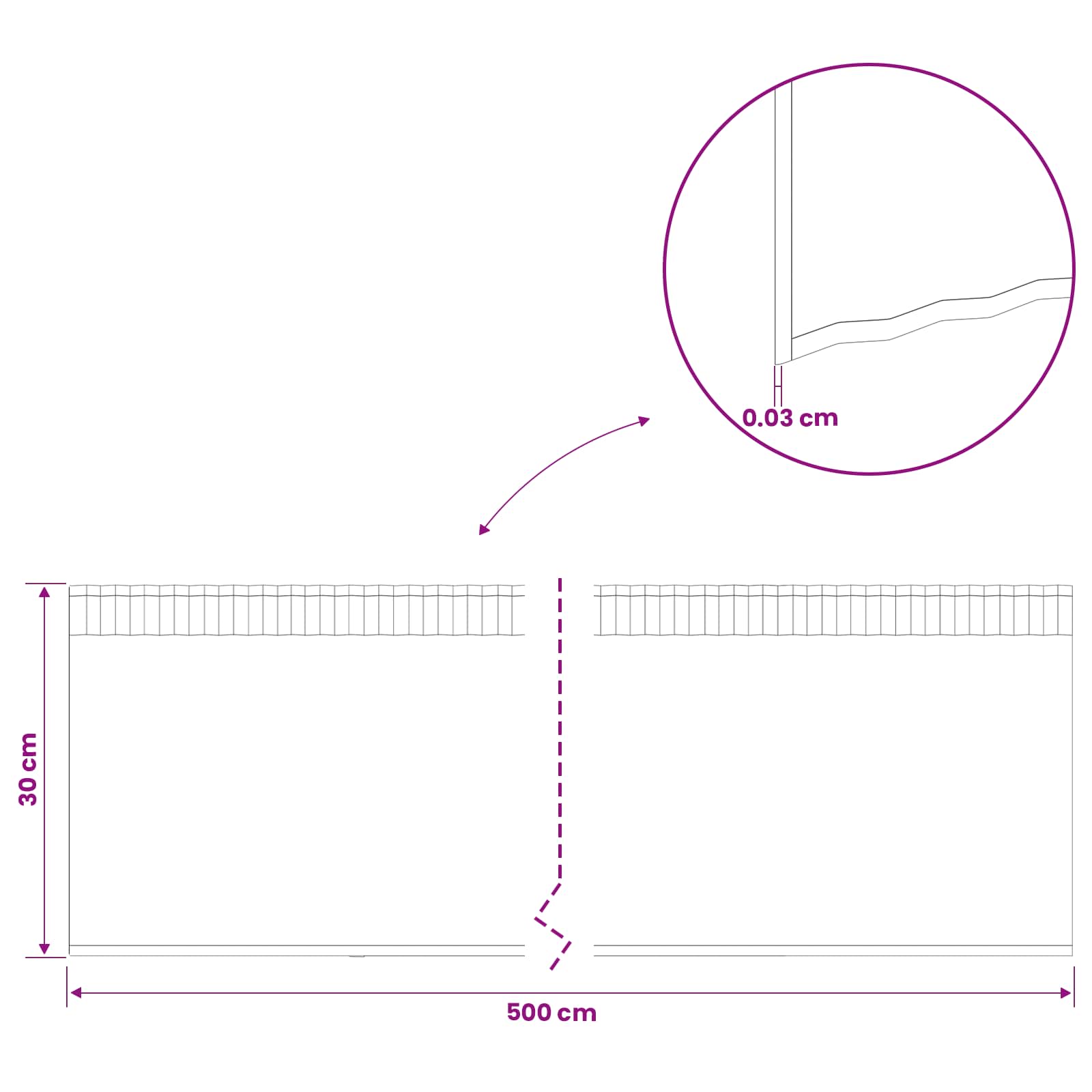 Vejo kraštas 5 m x 30 cm Galvanizuotas plienas Sidabrinė