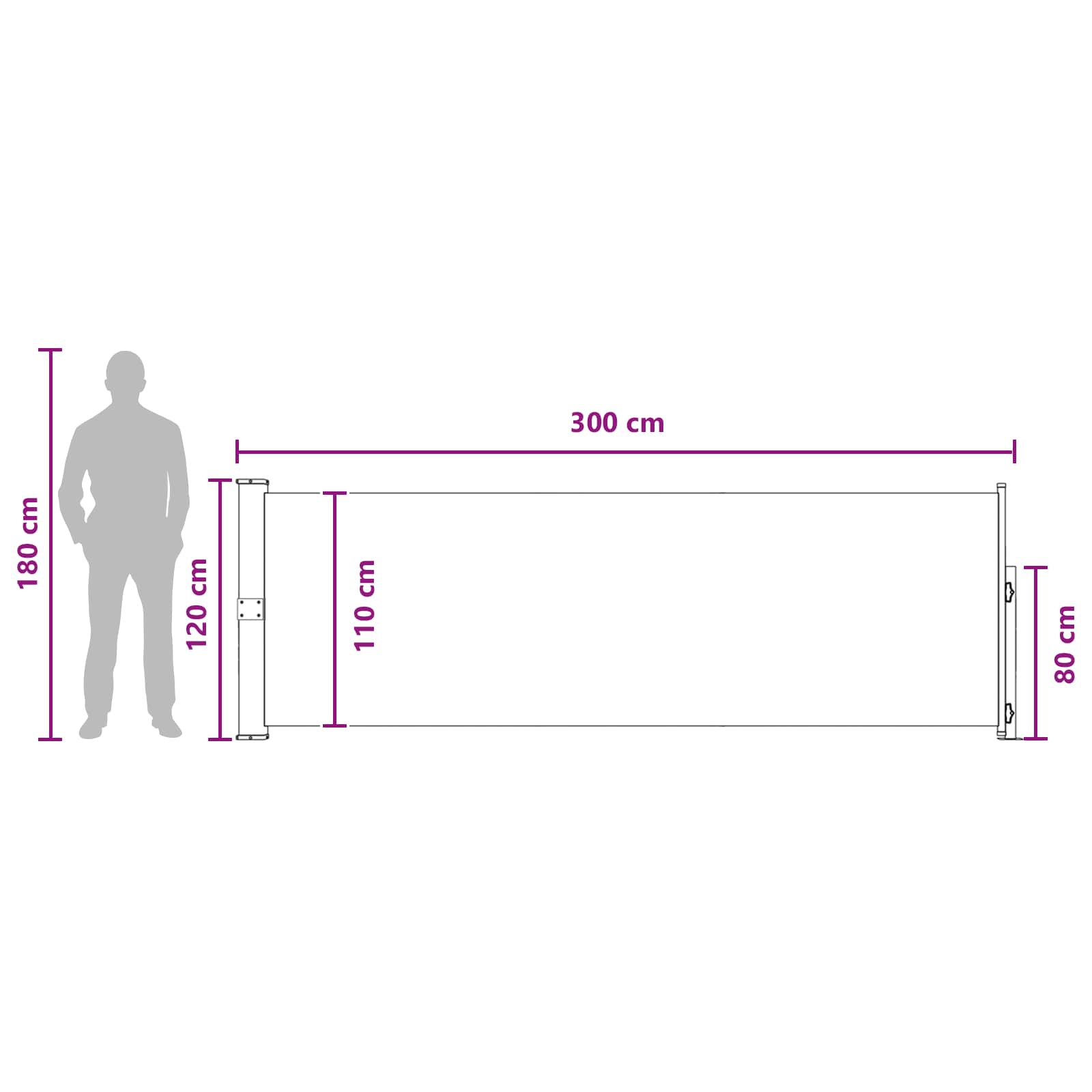 Ištraukiama šoninė užuolaida Taupe 300 x 120 cm Poliesteris