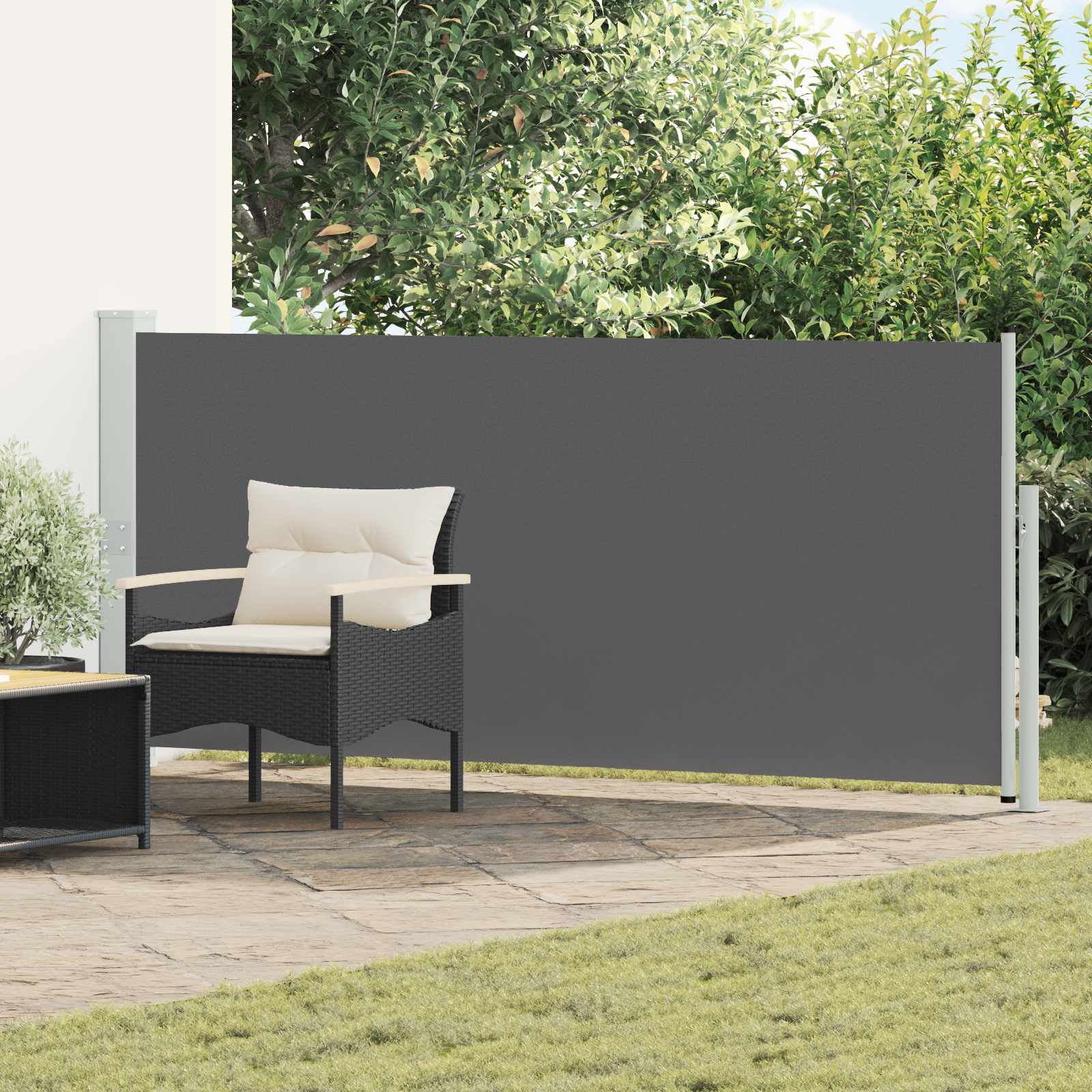 Ištraukiama šoninė užuolaida Antracito 300 x 120 cm Poliesteris