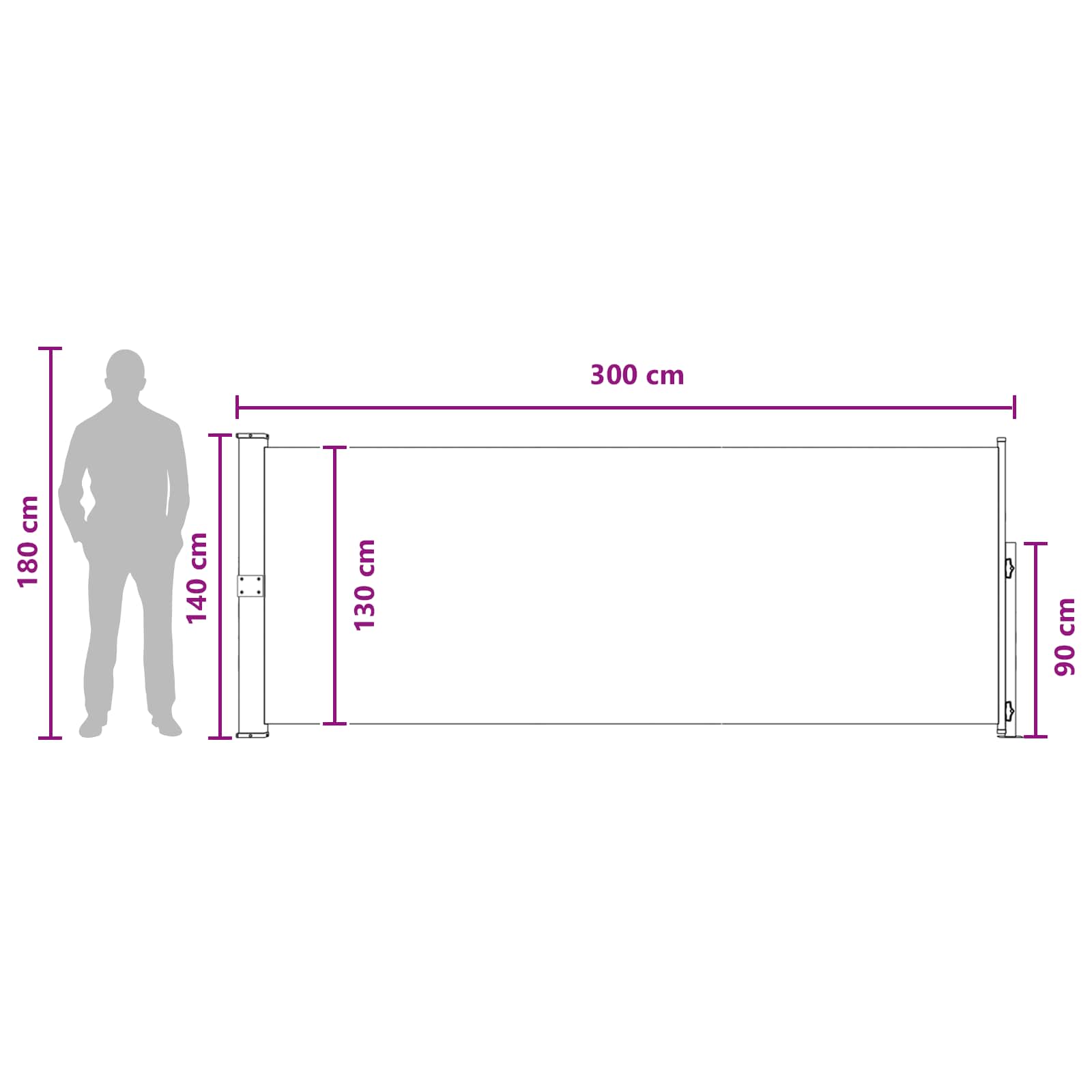 Izvelkams sānu tents 100% poliesters, dzelzs, tērauds