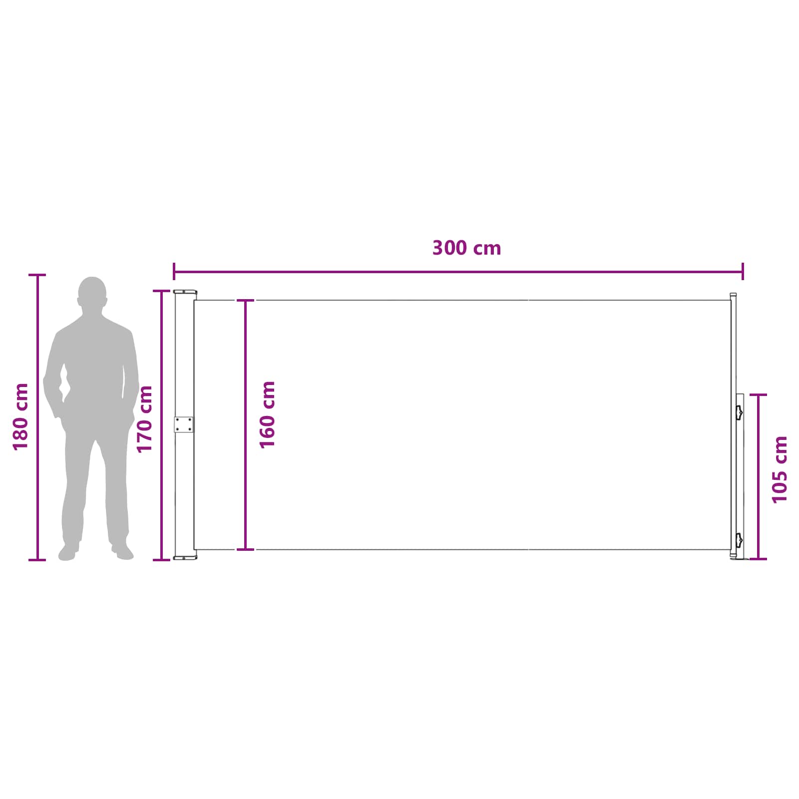 Ištraukiama šoninė užuolaida Taupe 300 x 170 cm Poliesteris