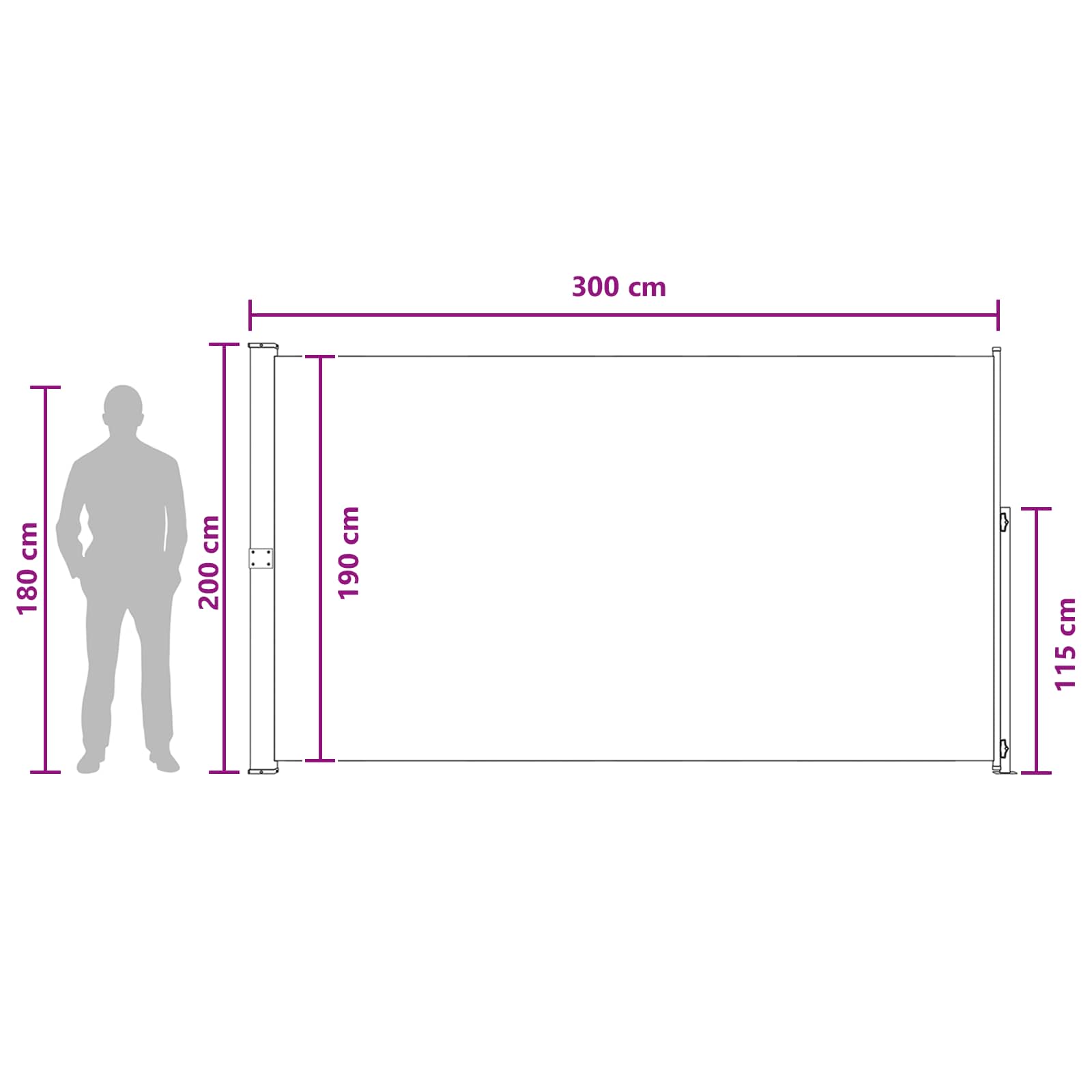 Izvelkams sānu tents 100% poliesters, dzelzs, tērauds