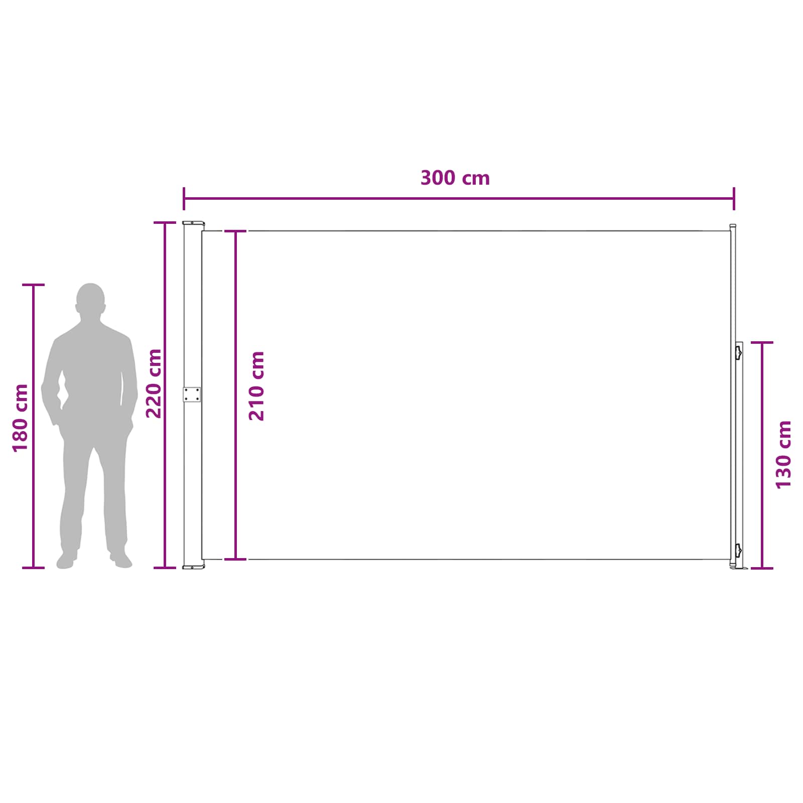 Ištraukiama šoninė užuolaida Taupe 300 x 220 cm Poliesteris