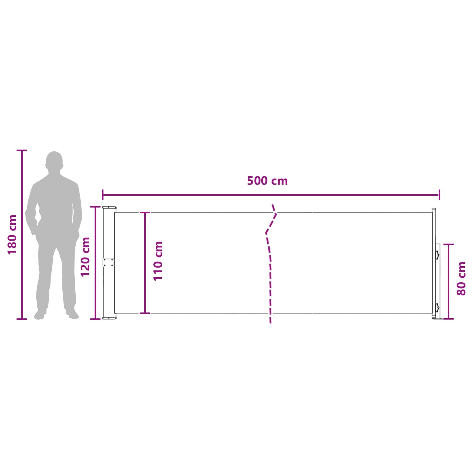 Ištraukiama šoninė užuolaida Taupe 500 x 117 cm Poliesteris