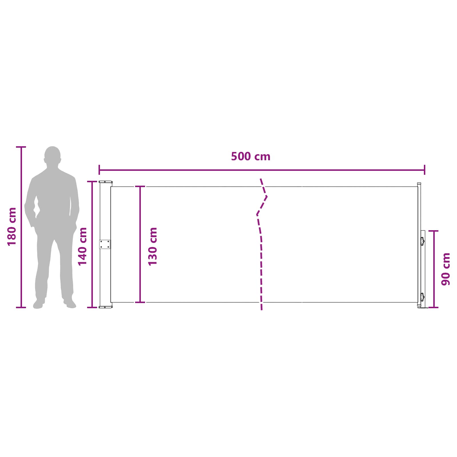 Ištraukiama šoninė užuolaida Smėlio 500 x 140 cm Poliesteris