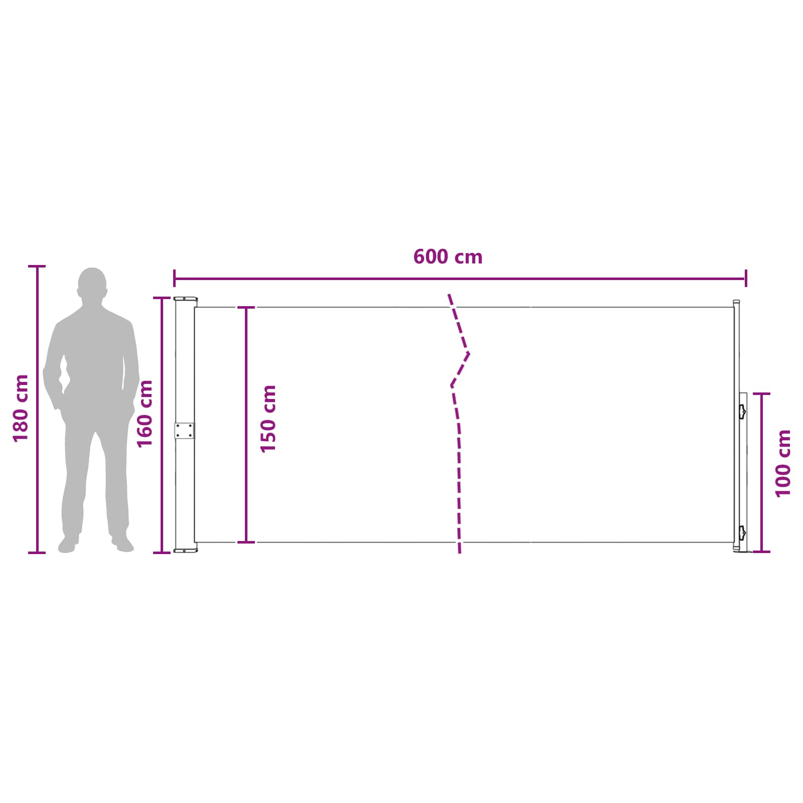 Izvelkams sānu tents Antracīta 600 x 160 cm Poliesters