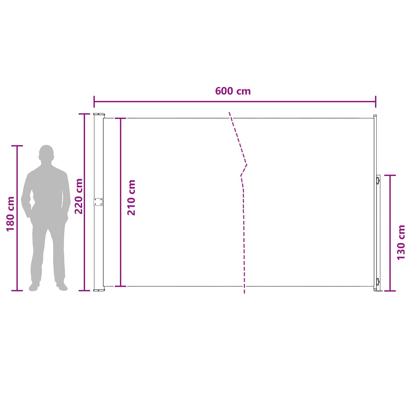 Ištraukiama šoninė užuolaida Antracito 600 x 220 cm Poliesteris