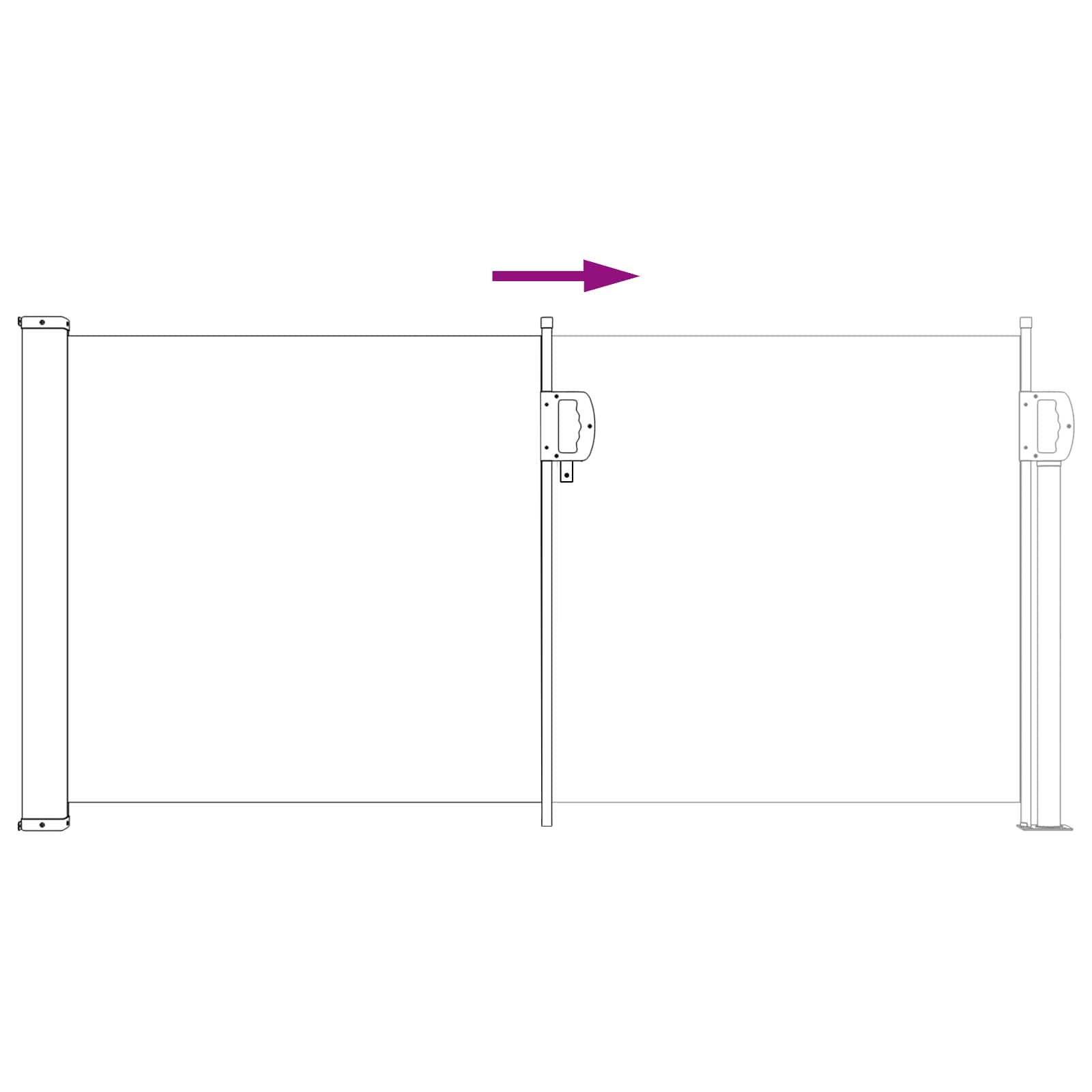 Ištraukiama šoninė užuolaida Pilka 300 x 100 cm Poliesteris