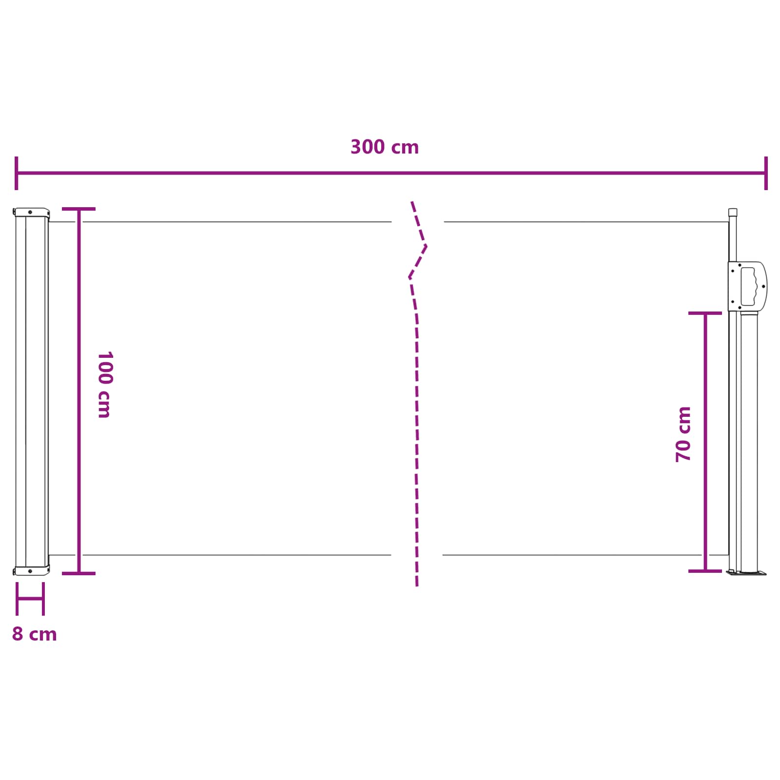 Izvelkams sānu tents Smilškrāsas 300 x 100 cm Poliesteris