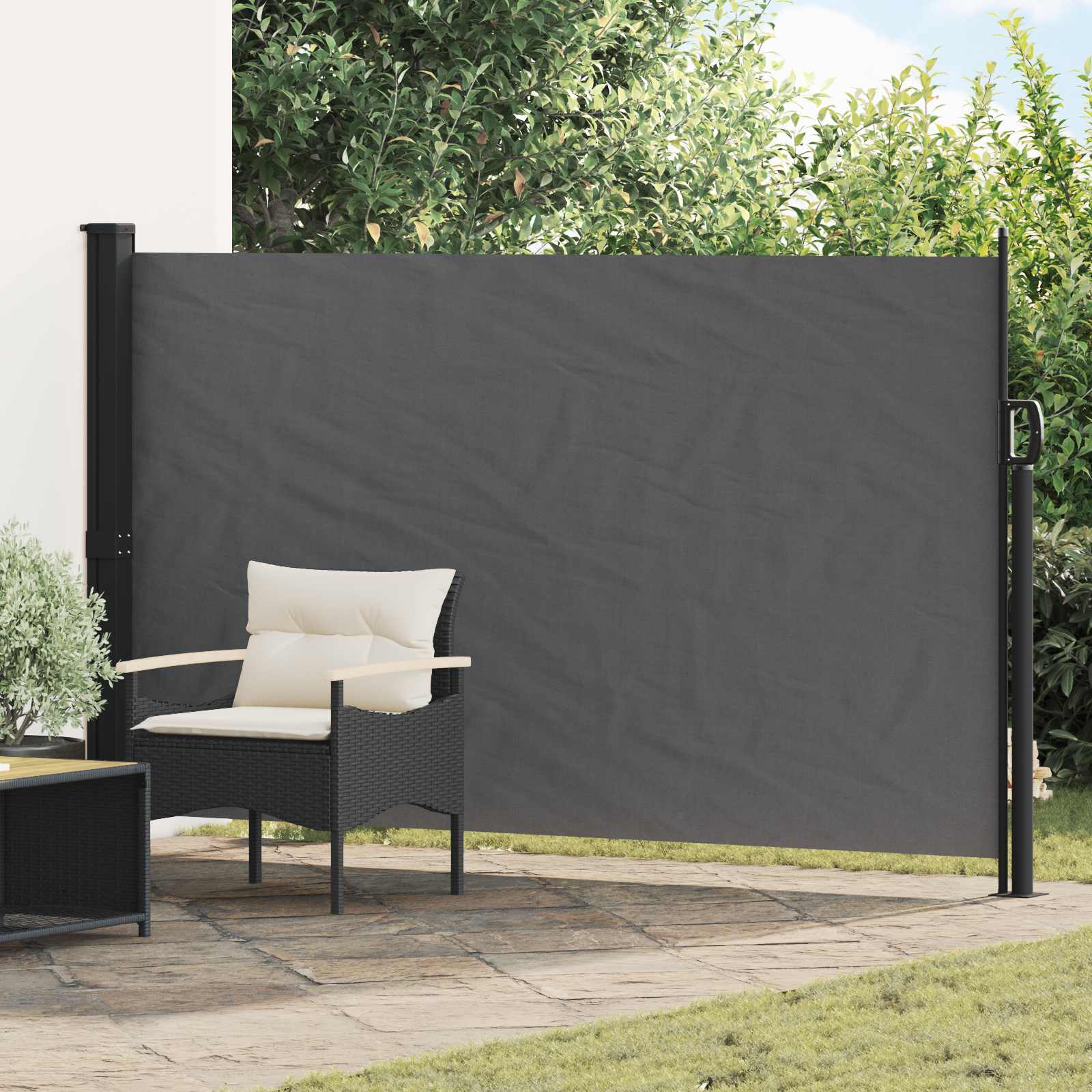 Ištraukiama šoninė užuolaida Antracito 300 x 170 cm Poliesteris