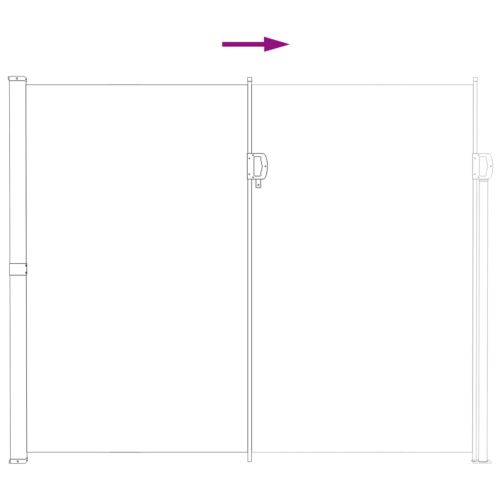 Izvelkams sānu tents, pelēks 500 x 200 cm Poliesters