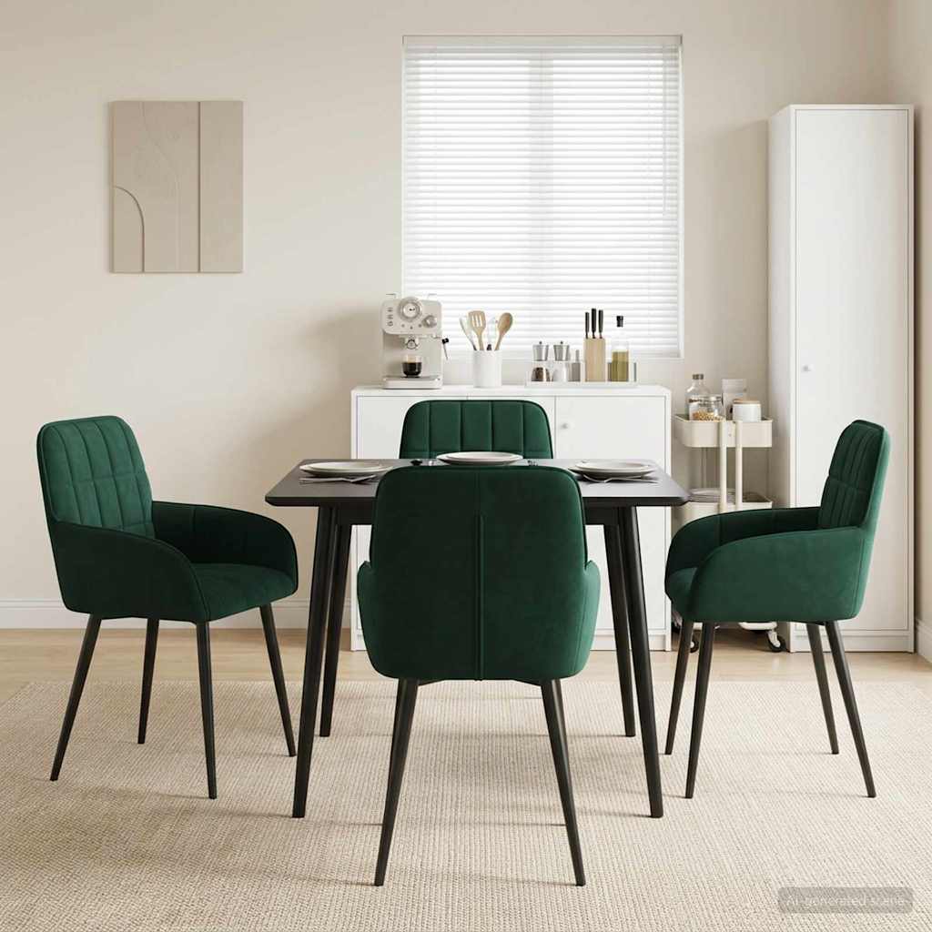 Valgomojo kėdės 4 pcs Aksomas Tamsiai žalia 56,5 x 50 x 86 cm