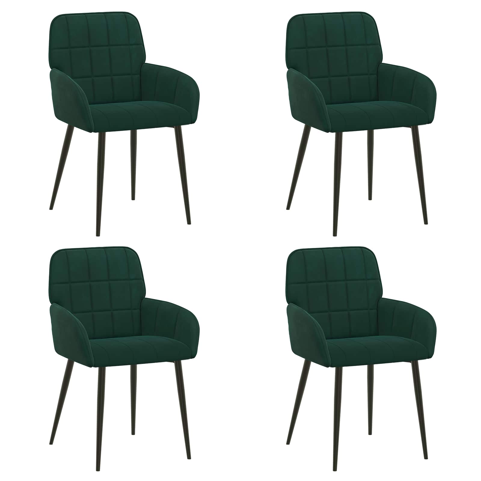 Valgomojo kėdės 4 pcs Aksomas Tamsiai žalia 56,5 x 50 x 86 cm