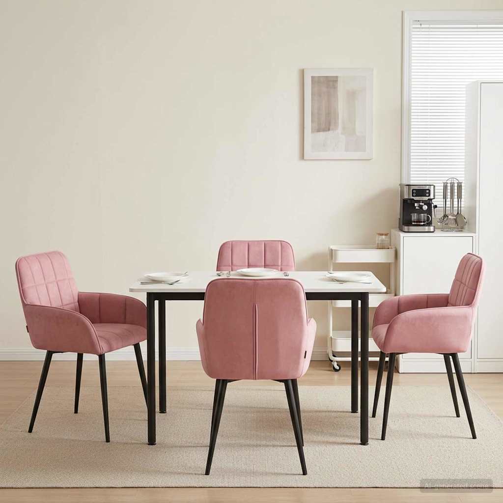 Valgomojo kėdės 4 pcs Aksomas Rožinė 56,5 x 50 x 86 cm