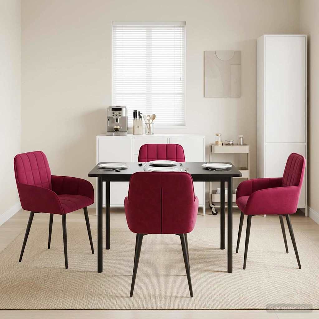 Valgomojo kėdės 4 pcs Aksomas Vyno raudona 56,5 x 50 x 86 cm