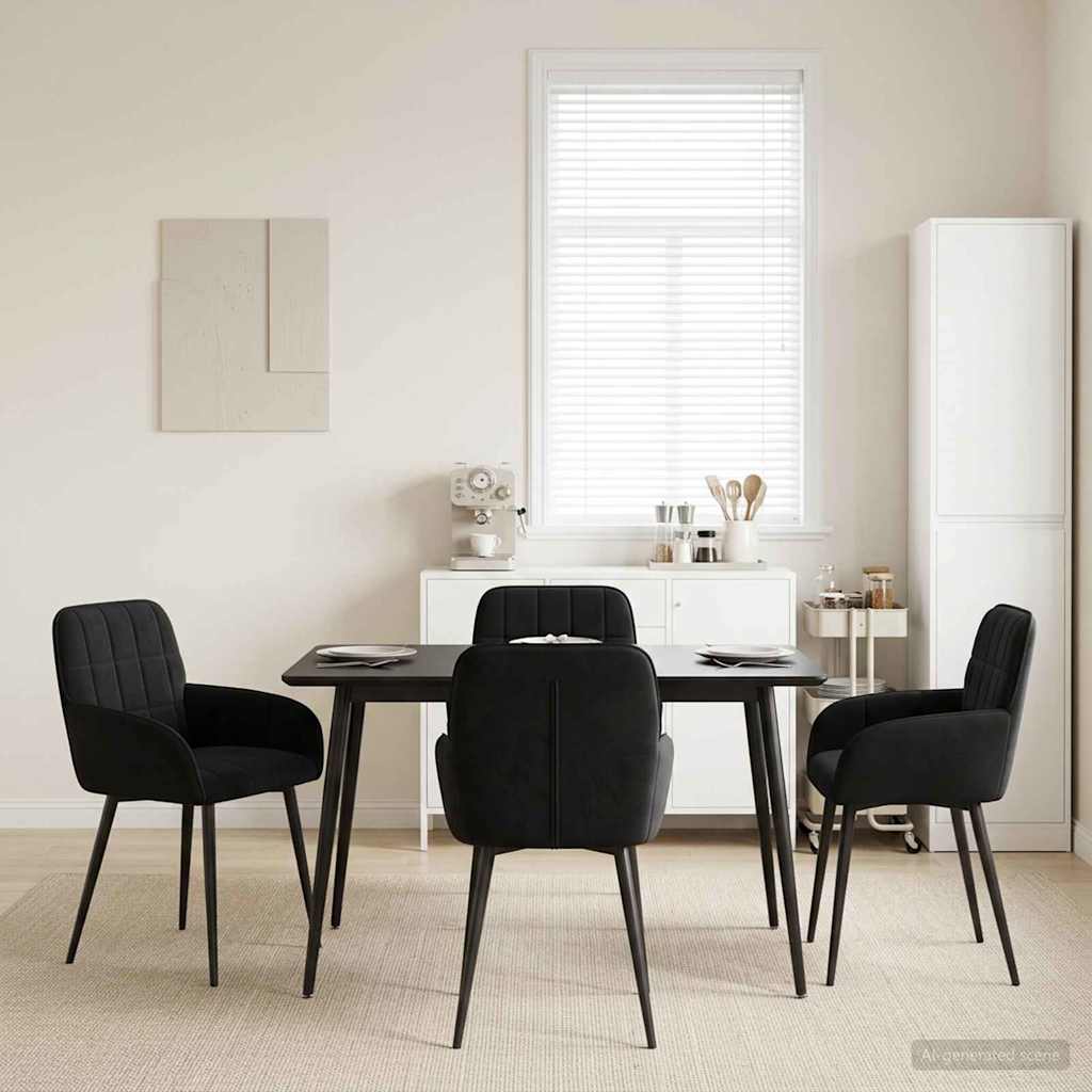 Valgomojo kėdės 4 pcs Aksomas Juoda 56,5 x 50 x 86 cm