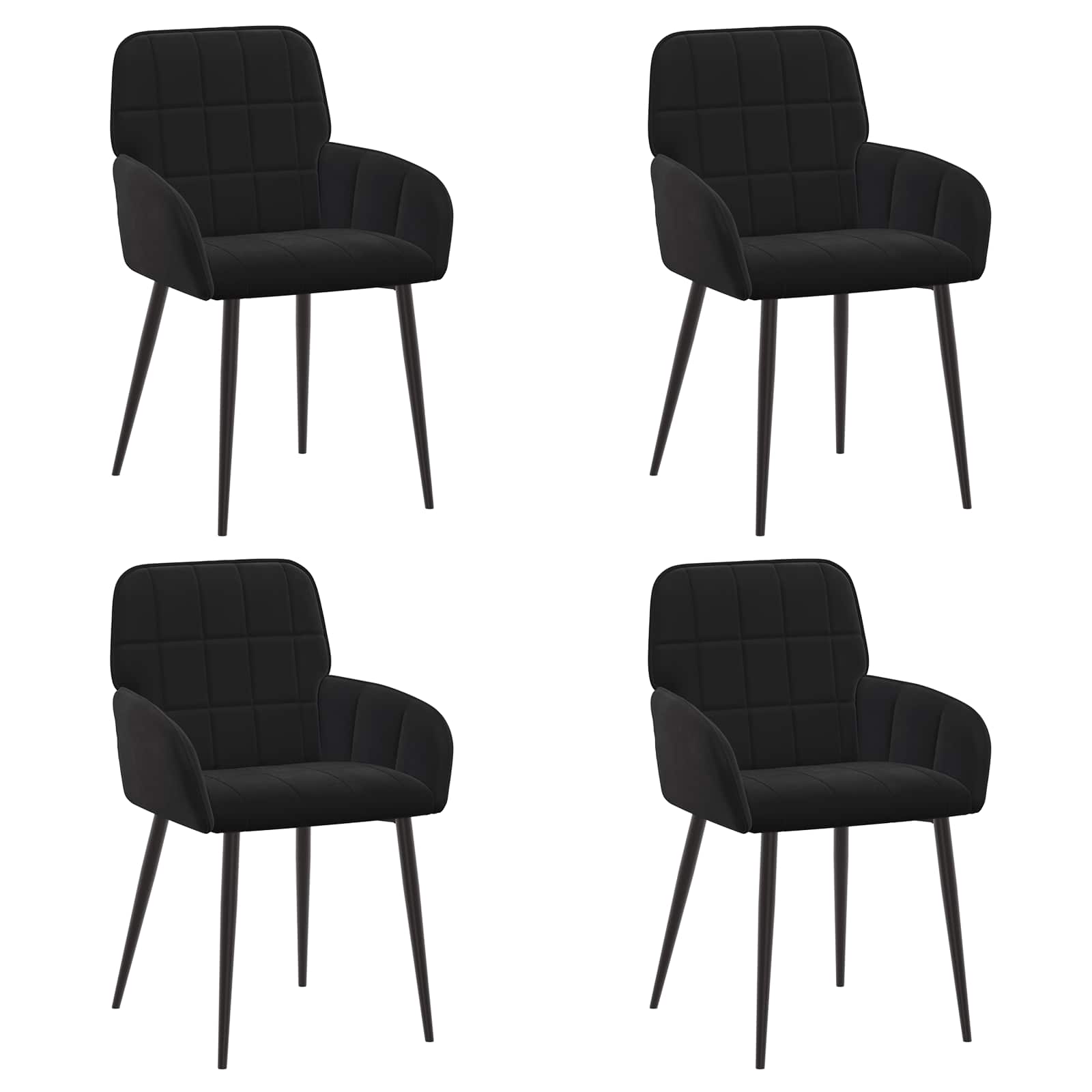 Valgomojo kėdės 4 pcs Aksomas Juoda 56,5 x 50 x 86 cm