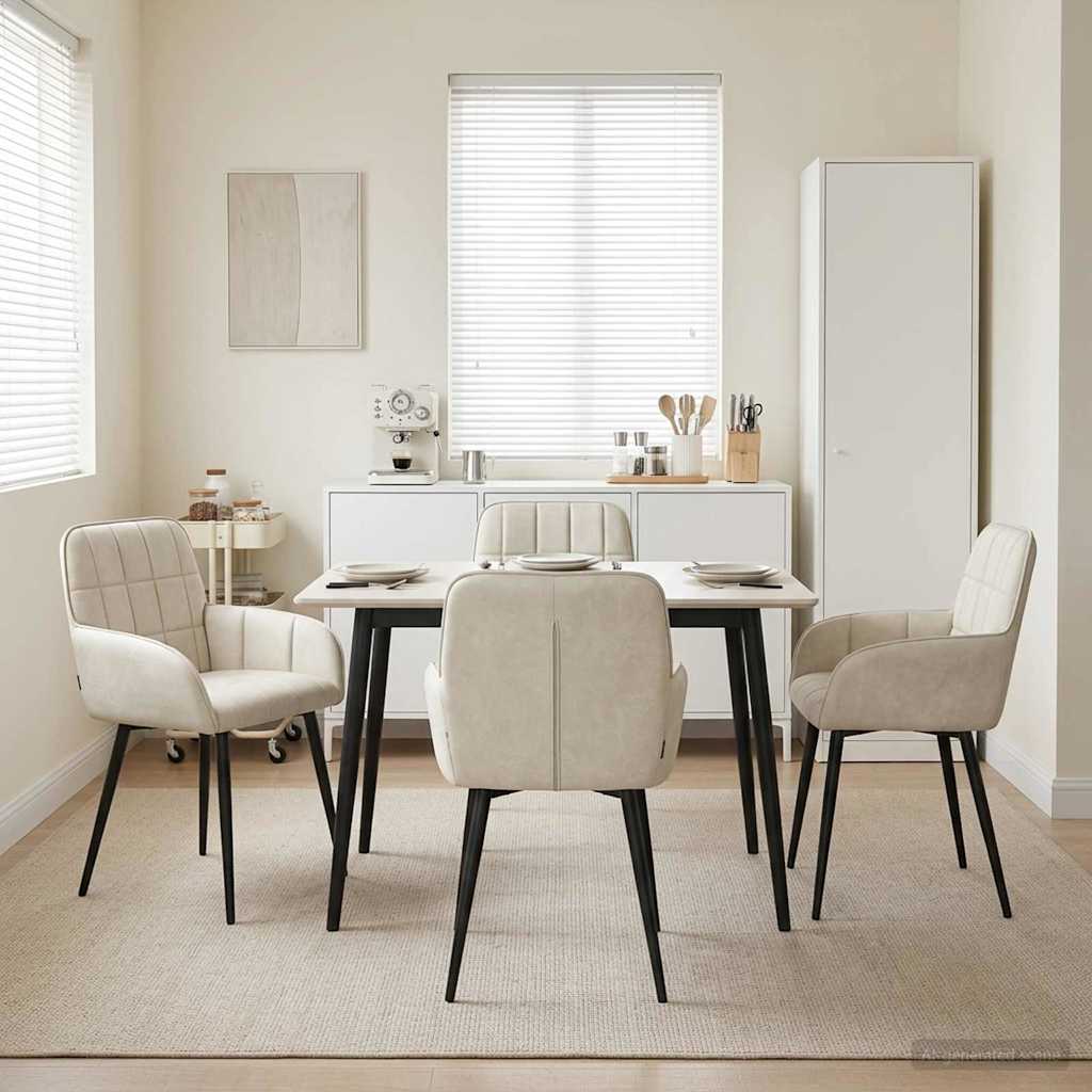 Valgomojo kėdės 4 pcs Aksomas Kreminė 56,5 x 50 x 86 cm