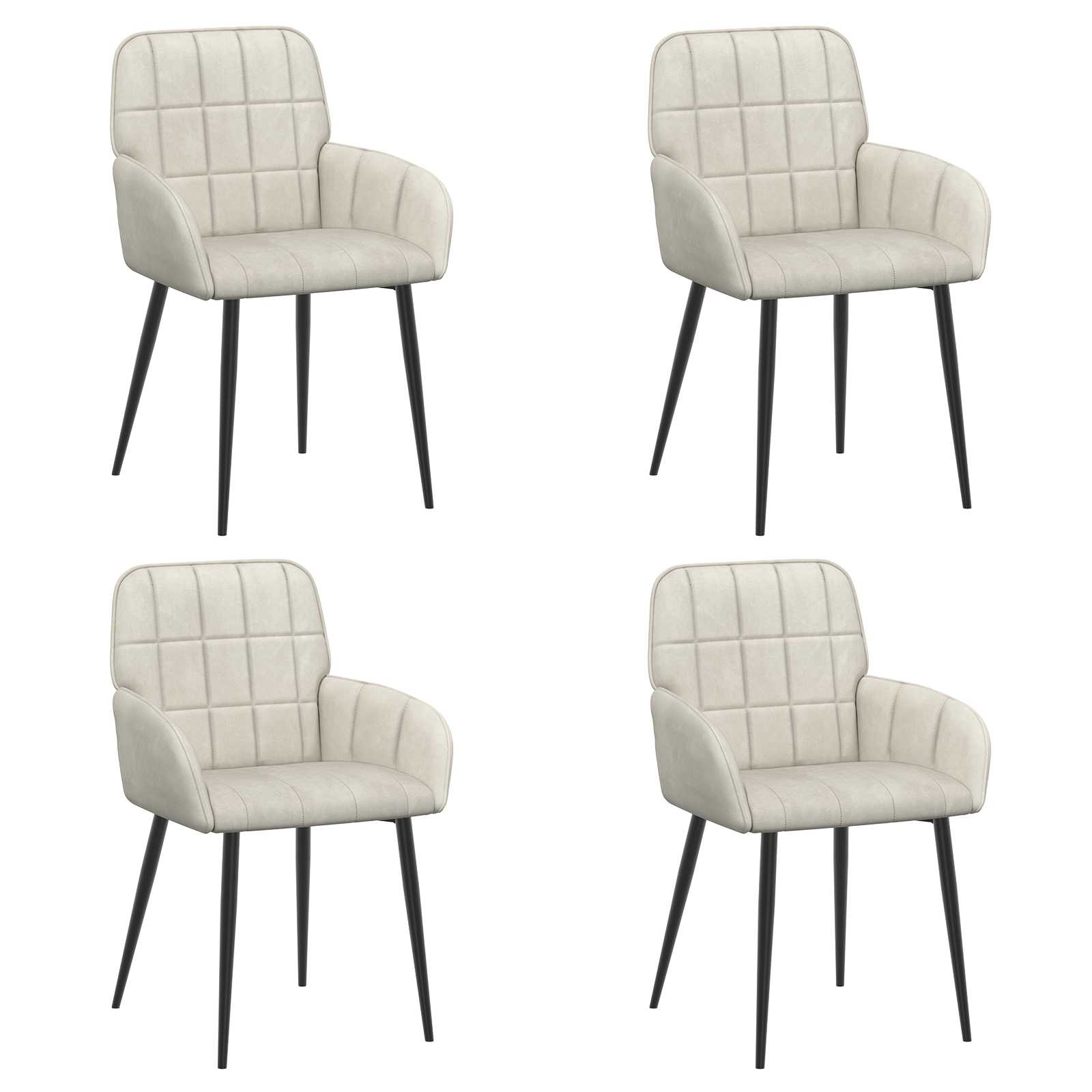 Valgomojo kėdės 4 pcs Aksomas Kreminė 56,5 x 50 x 86 cm