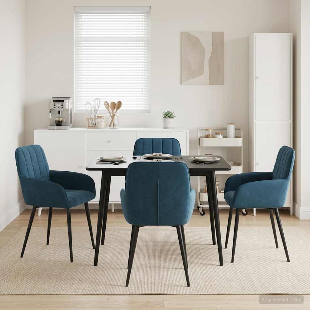 Valgomojo kėdės 4 pcs Aksomas Mėlyna 56,5 x 50 x 86 cm