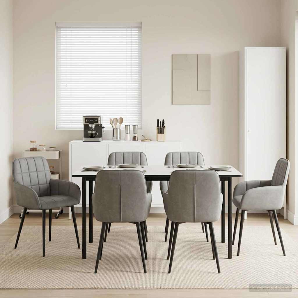 Valgomojo kėdės 6 pcs Aksomas Šviesiai pilka 56,5 x 50 x 86 cm