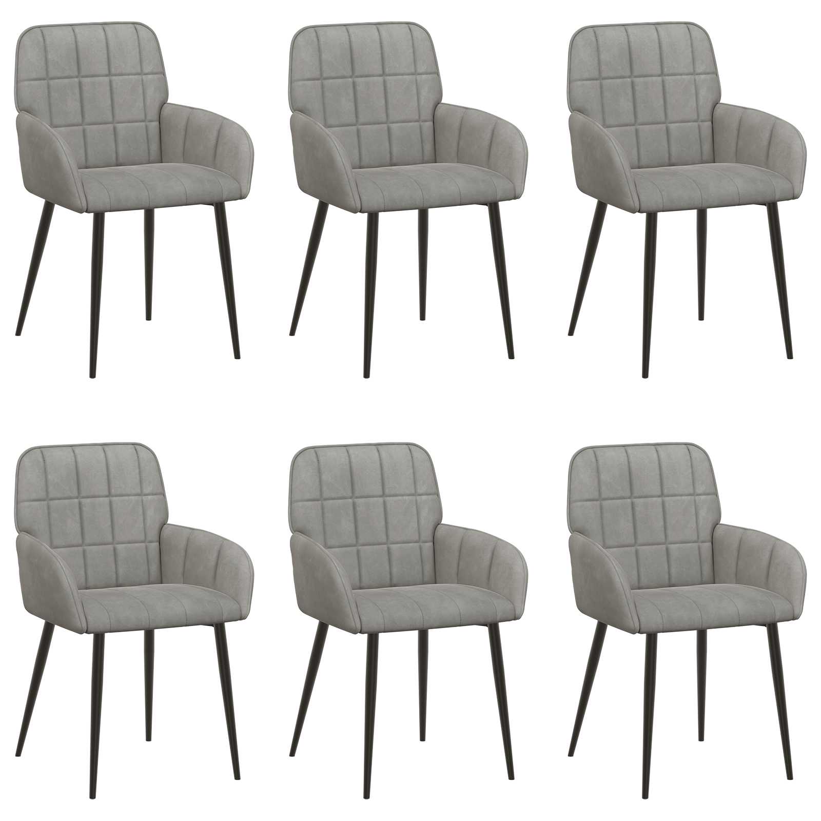 Valgomojo kėdės 6 pcs Aksomas Šviesiai pilka 56,5 x 50 x 86 cm