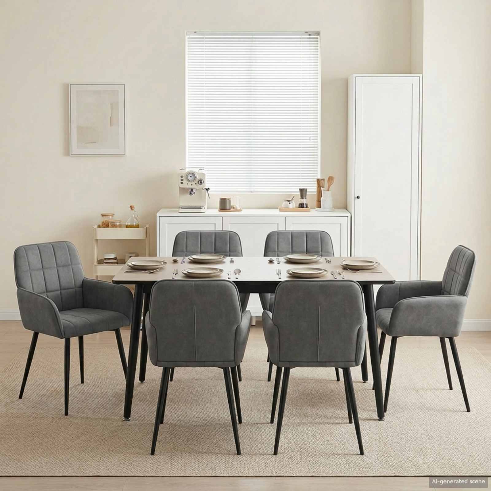Valgomojo kėdės 6 pcs Aksomas Tamsiai pilka 56,5 x 50 x 86 cm