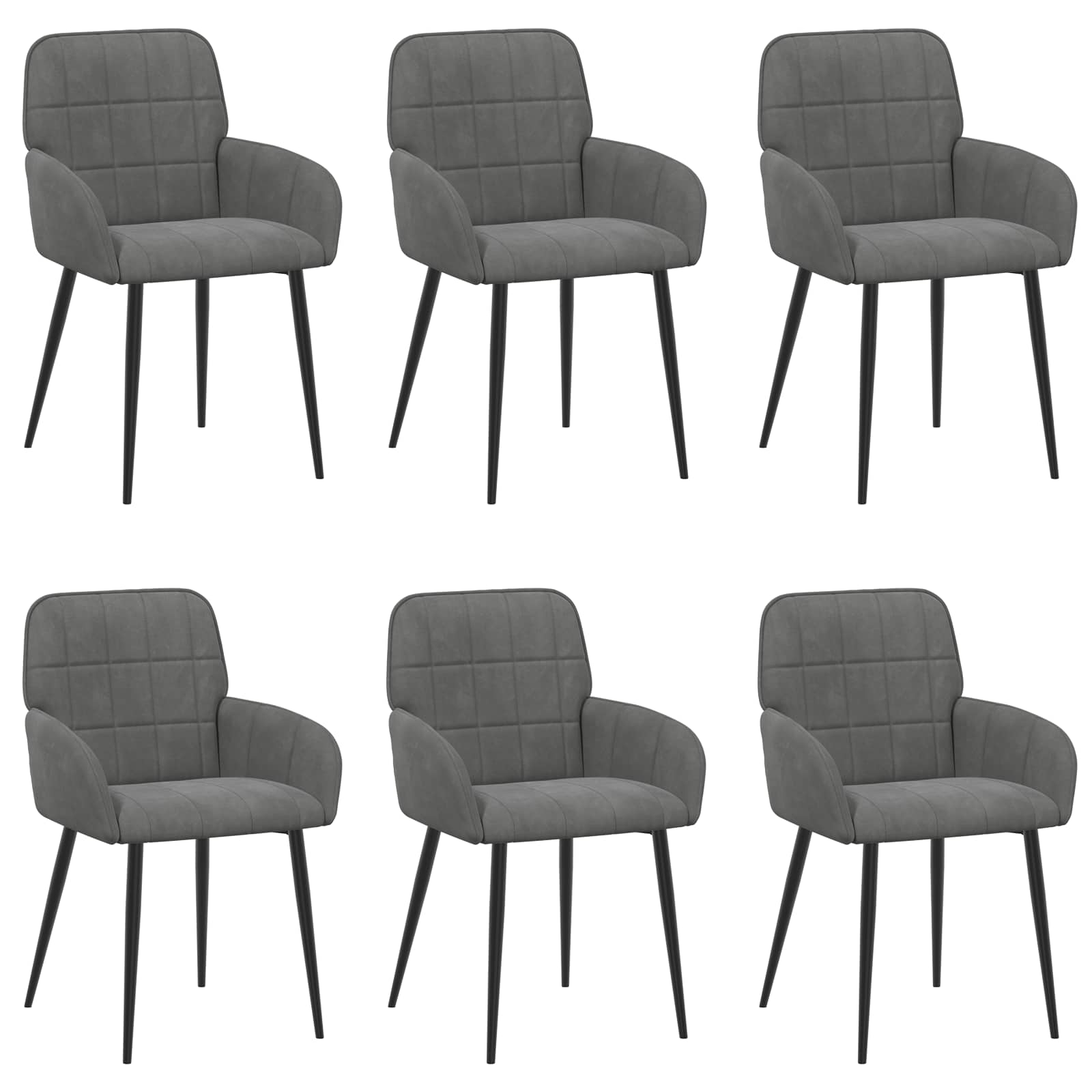 Valgomojo kėdės 6 pcs Aksomas Tamsiai pilka 56,5 x 50 x 86 cm